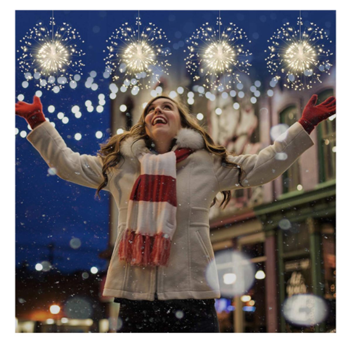 GENERICO - Luces Led Efecto Fuegos Artificiales  Guirnalda Navideñas  blanca