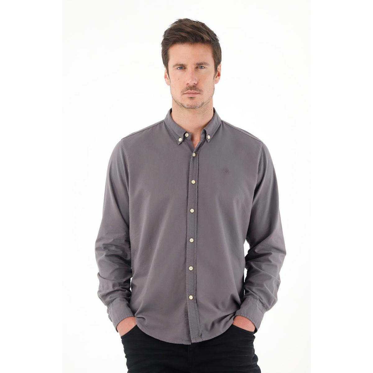 TENNIS - Camisa de botones gris para hombre