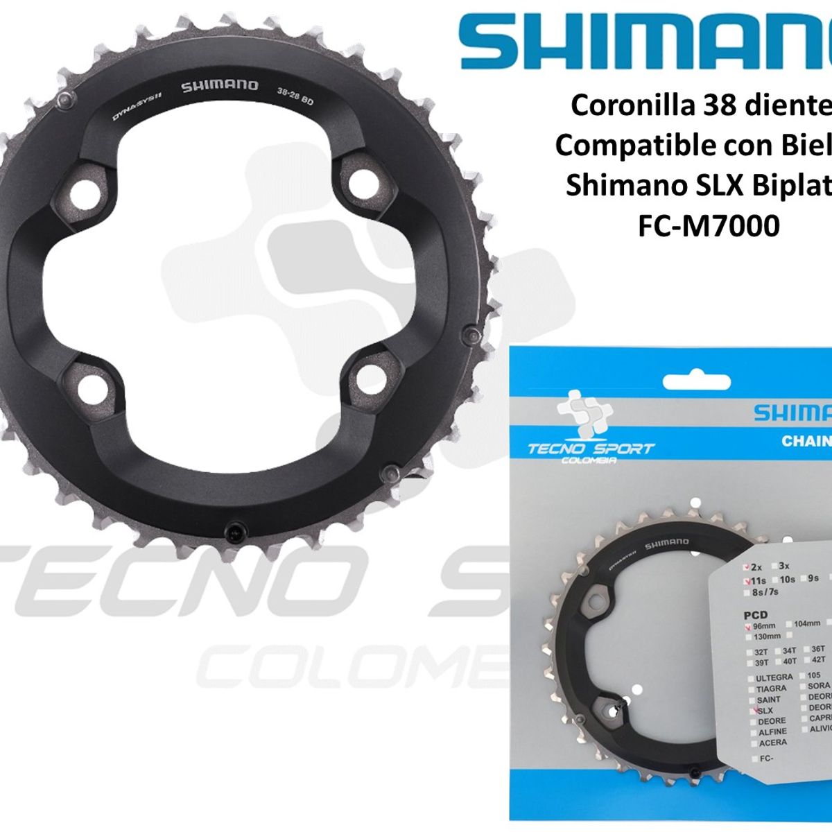 SHIMANO - Plato Coronilla Shimano Slx M7000 11v Biplato 38 Dientes Mtb