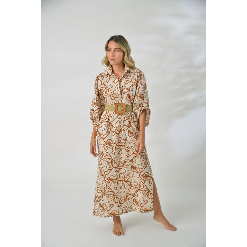 LORELLA - VESTIDO ALAIA ESTAMPADO MARRON_.