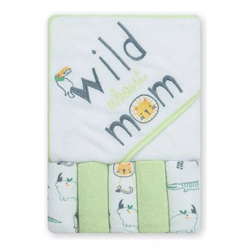 WAKIDS - Toalla Capucha + Babitas Bebe Infantil Color Verde