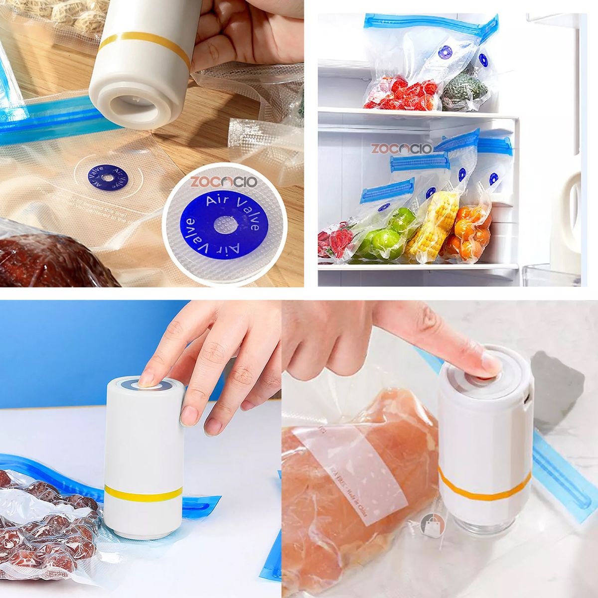 ZOCOCIO - Bomba Eléctrica Y Bolsa Al Vacío Para Alimentos Reutilizable