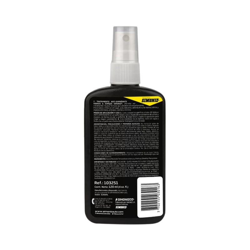 SIMONIZ - Tratamiento Anti-Empañante Vidrios Y Espejos Simoniz - 120ML