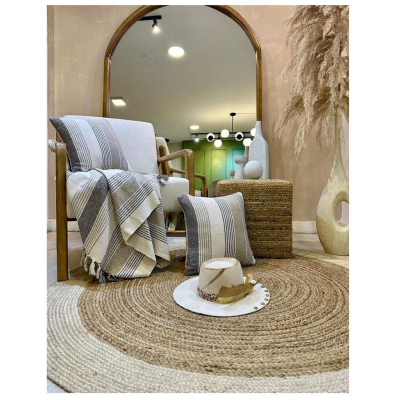 GENERICO - 2x1 SET DE MANTA Y COJINES DESIGN-4 WHITEBROWNBEIGE