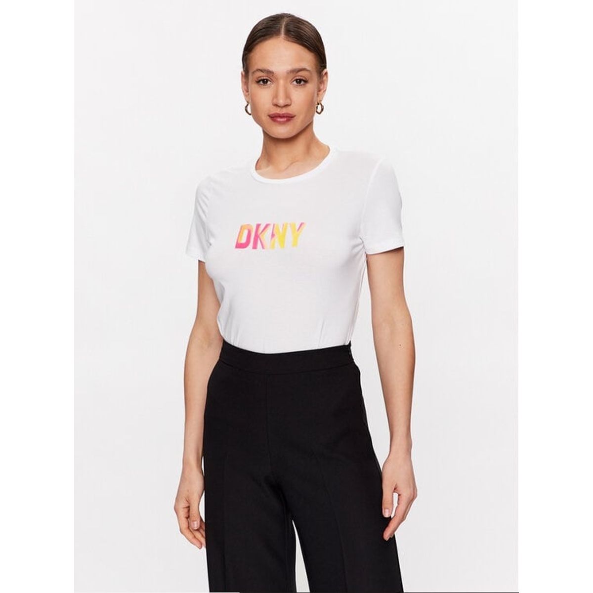 DKNY - Camiseta Logo Dkny Original Blanco Para Mujer