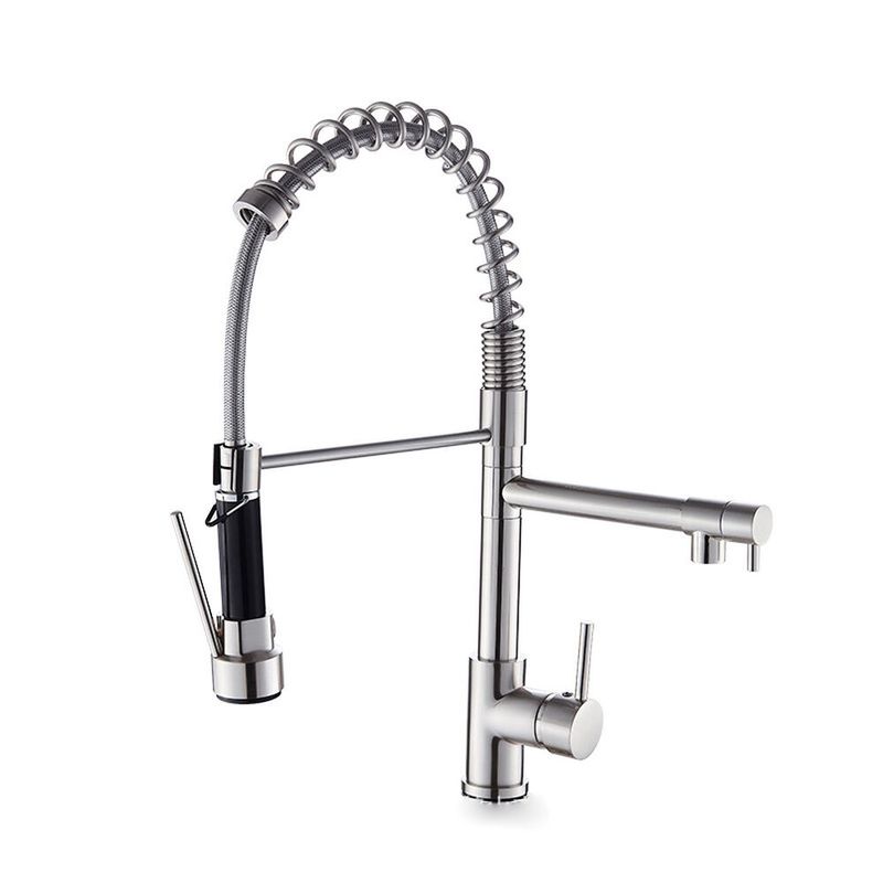 GENERICO - Llave Grifo Acero Para Lavaplatos Monomando Cuello Flexible Plateado