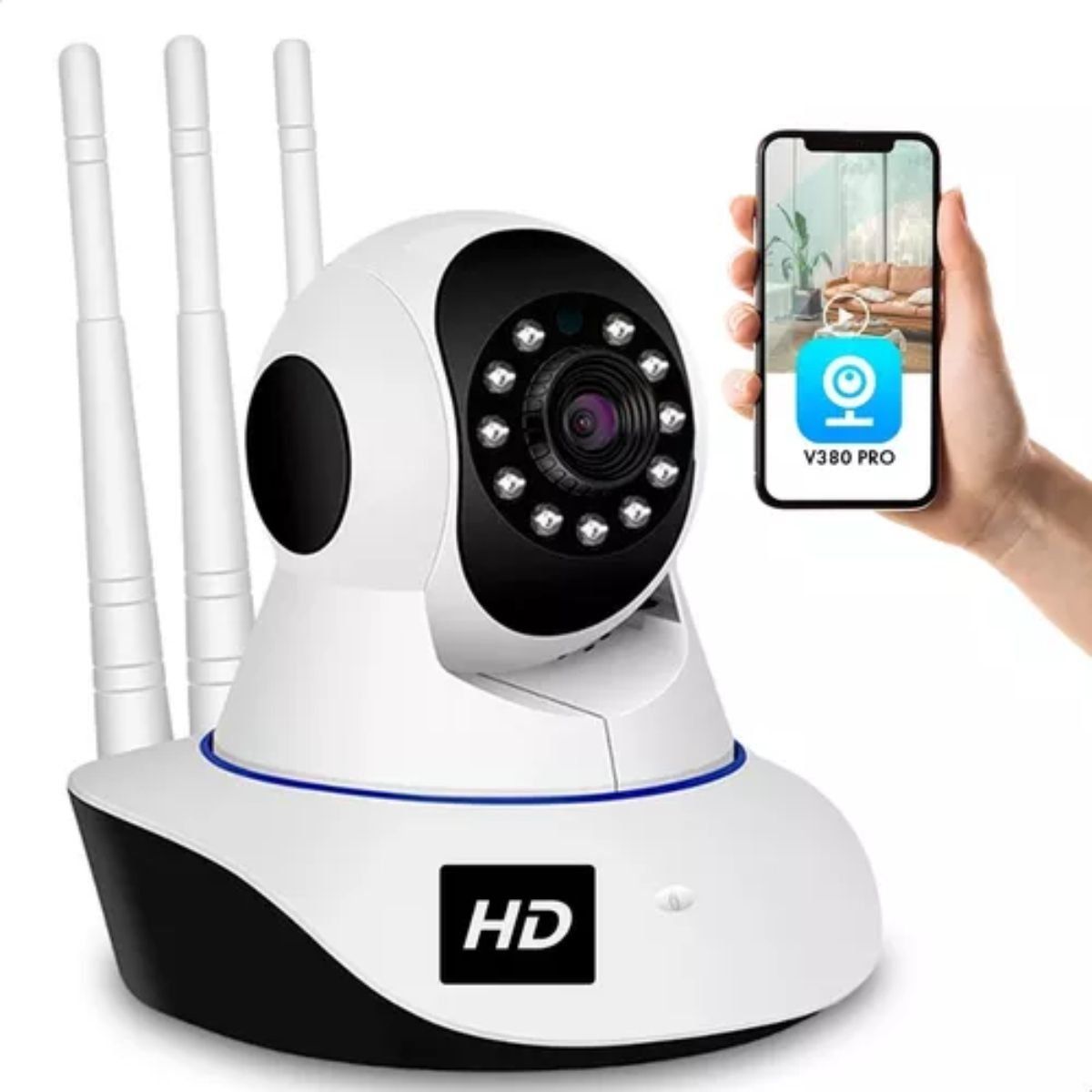 GENERICO - Camara De Seguridad Robótica Ip360 Full HD Wifi 3 Antenas