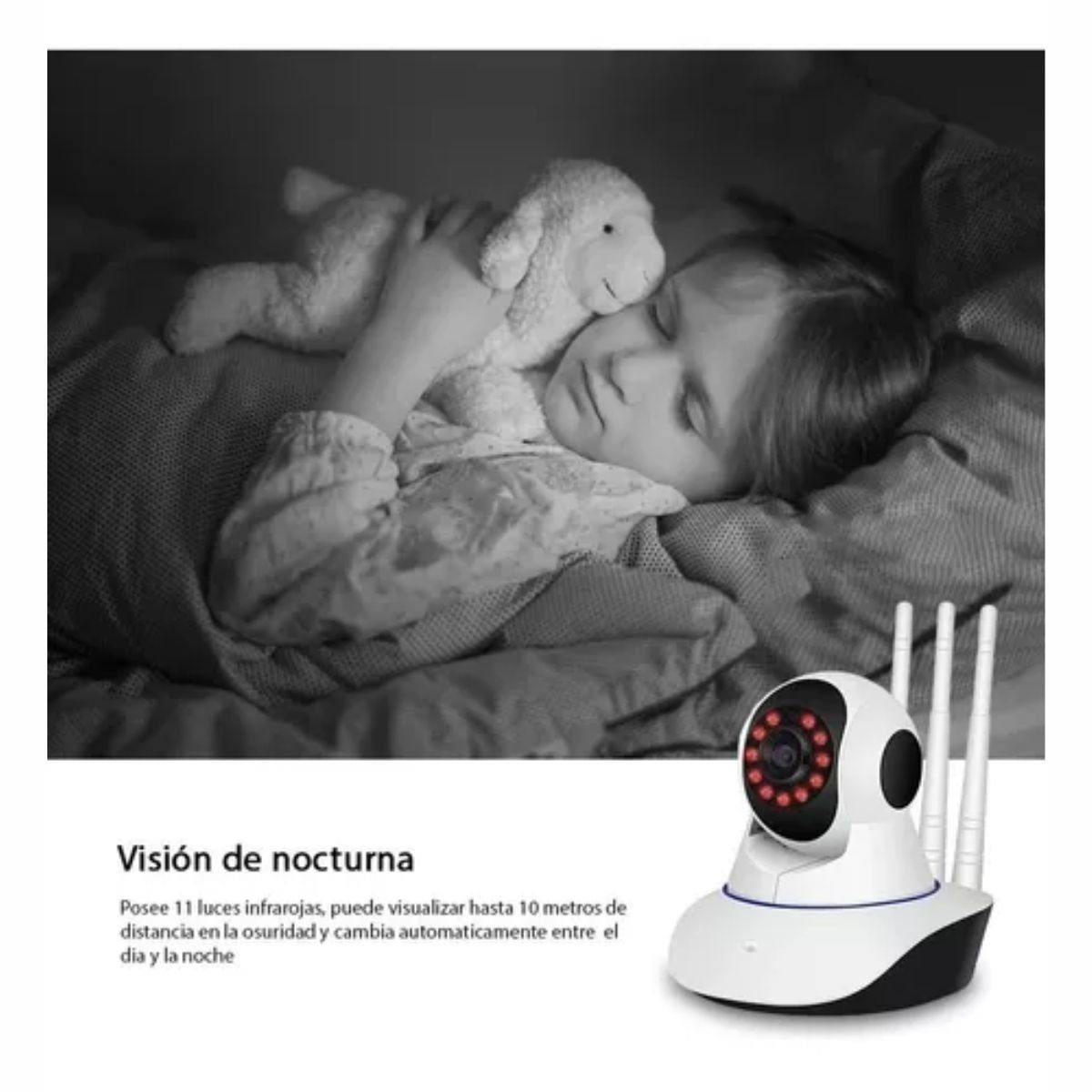GENERICO - Camara De Seguridad Robótica Ip360 Full HD Wifi 3 Antenas