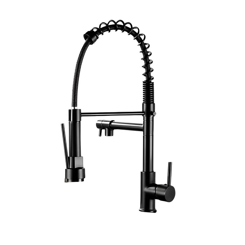 MILOPTS - Llave Grifo Acero Para Lavaplatos Monomando Cuello Flexible Negro
