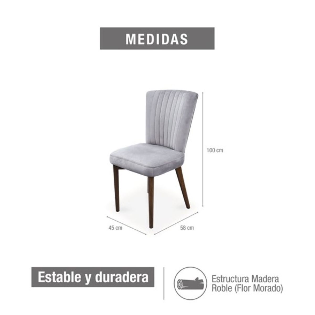 ELITE LIVING - SETX2 SILLA DE COMEDOR REGINA NATURAL OSCURO MICROFIBRA TAUPE