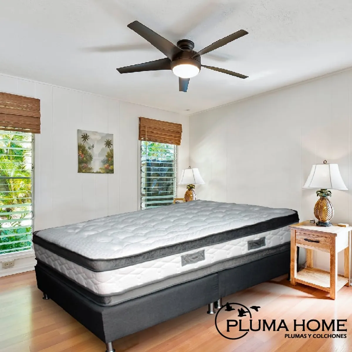 PLUMA HOME - Colchón Ortopedico  Pillow  Basecama Queen 160x190 cm + 2 Alm + Protector.