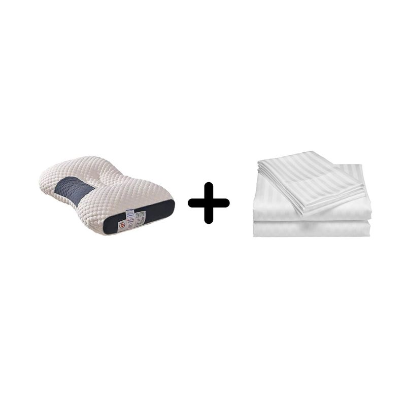 ZHOPI CO - Sabanas Doble Blanco mas Una Almohada Cervical de Cuello