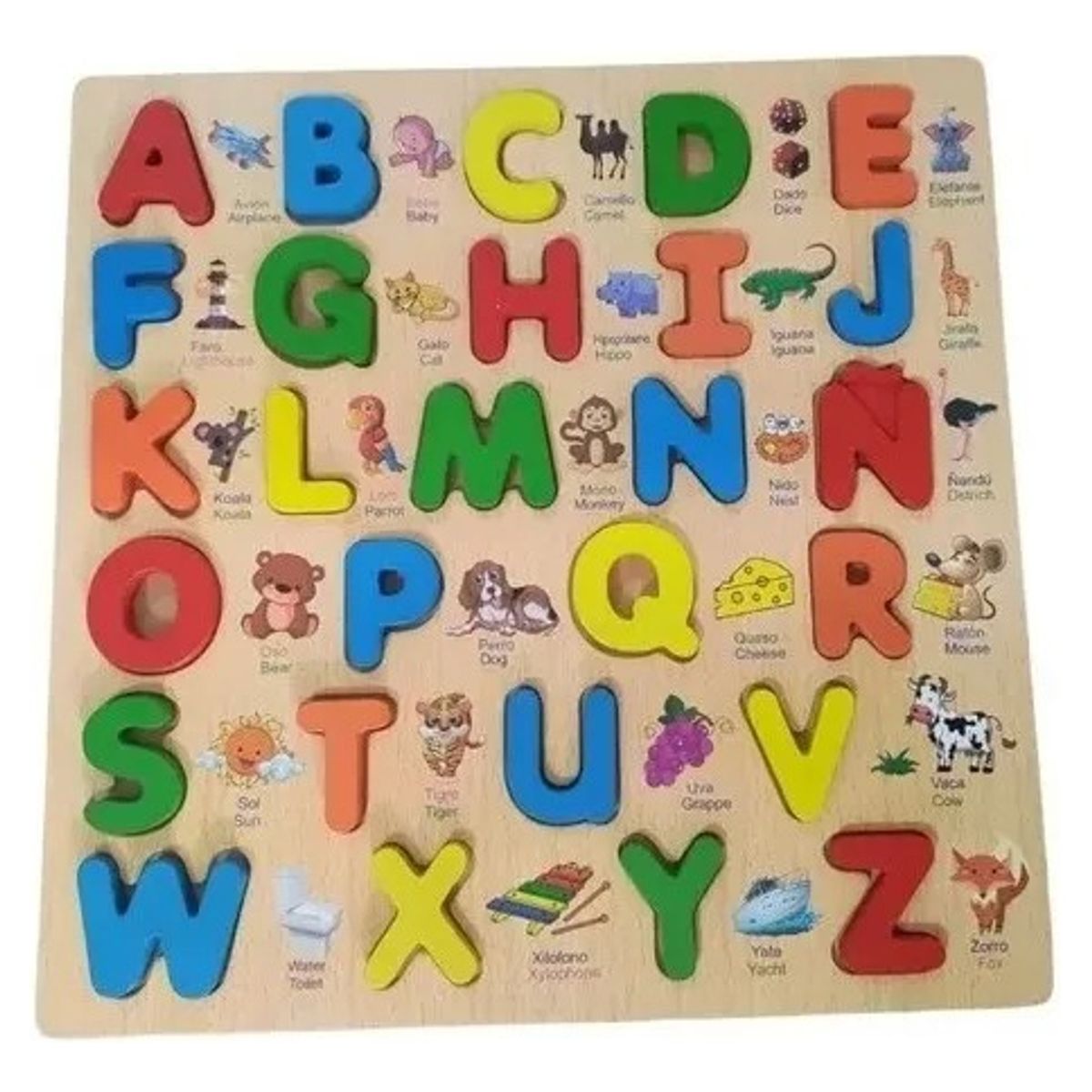 GENERICO - Tabla Juego Didáctico Abecedario Letras Madera Encajar 30 Cm
