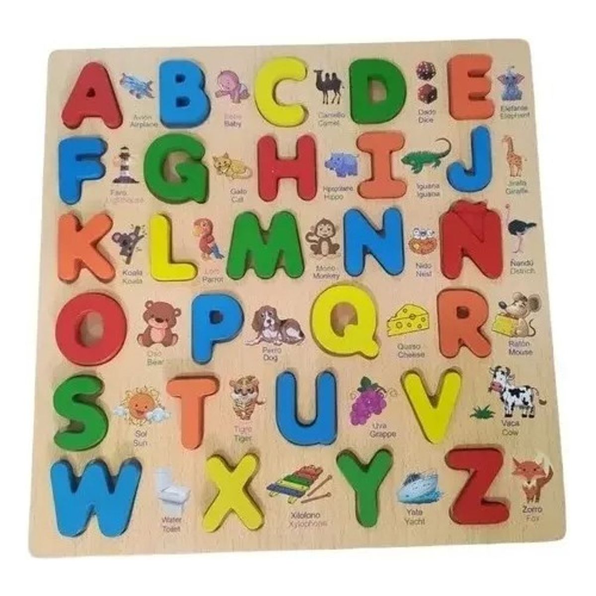 GENERICO - Tabla Juego Didáctico Abecedario Letras Madera Encajar 30 Cm