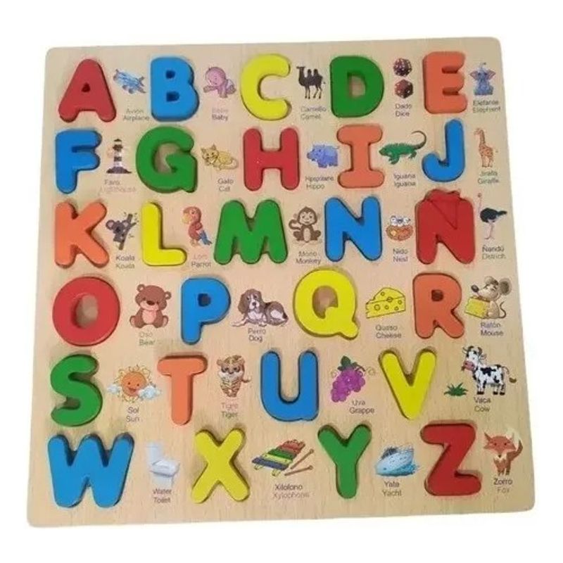 GENERICO - Tabla Juego Didáctico Abecedario Letras Madera Encajar 30 Cm