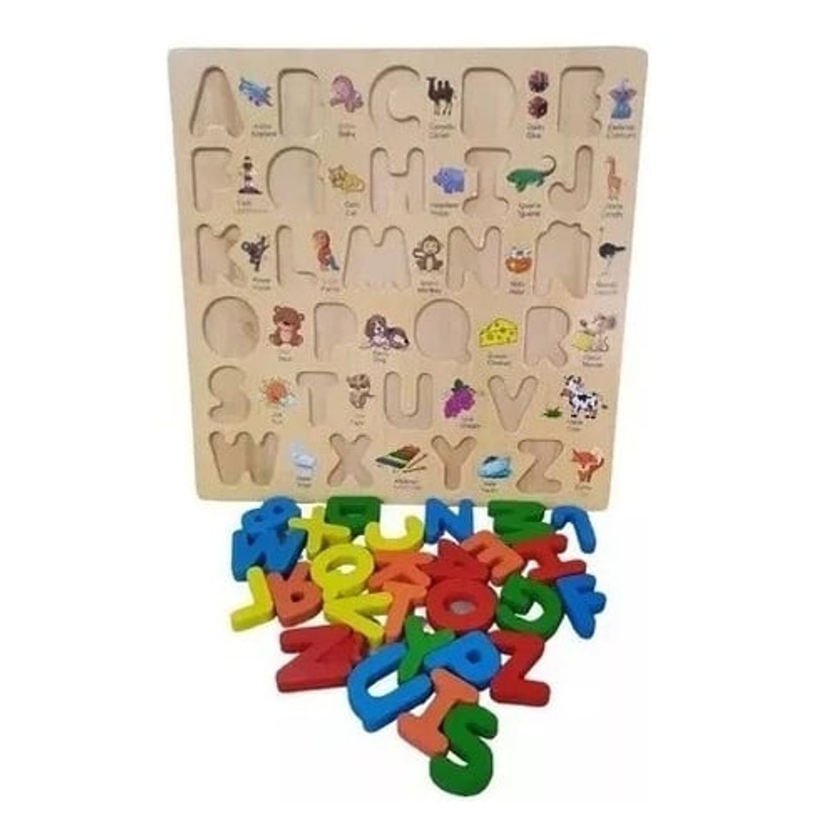 GENERICO - Tabla Juego Didáctico Abecedario Letras Madera Encajar 30 Cm