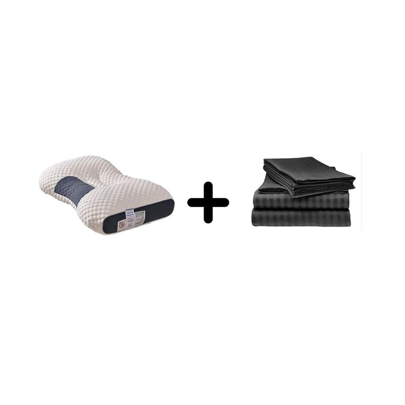 ZHOPI CO - Sabanas Doble Negro mas Una Almohada Cervical de Cuello