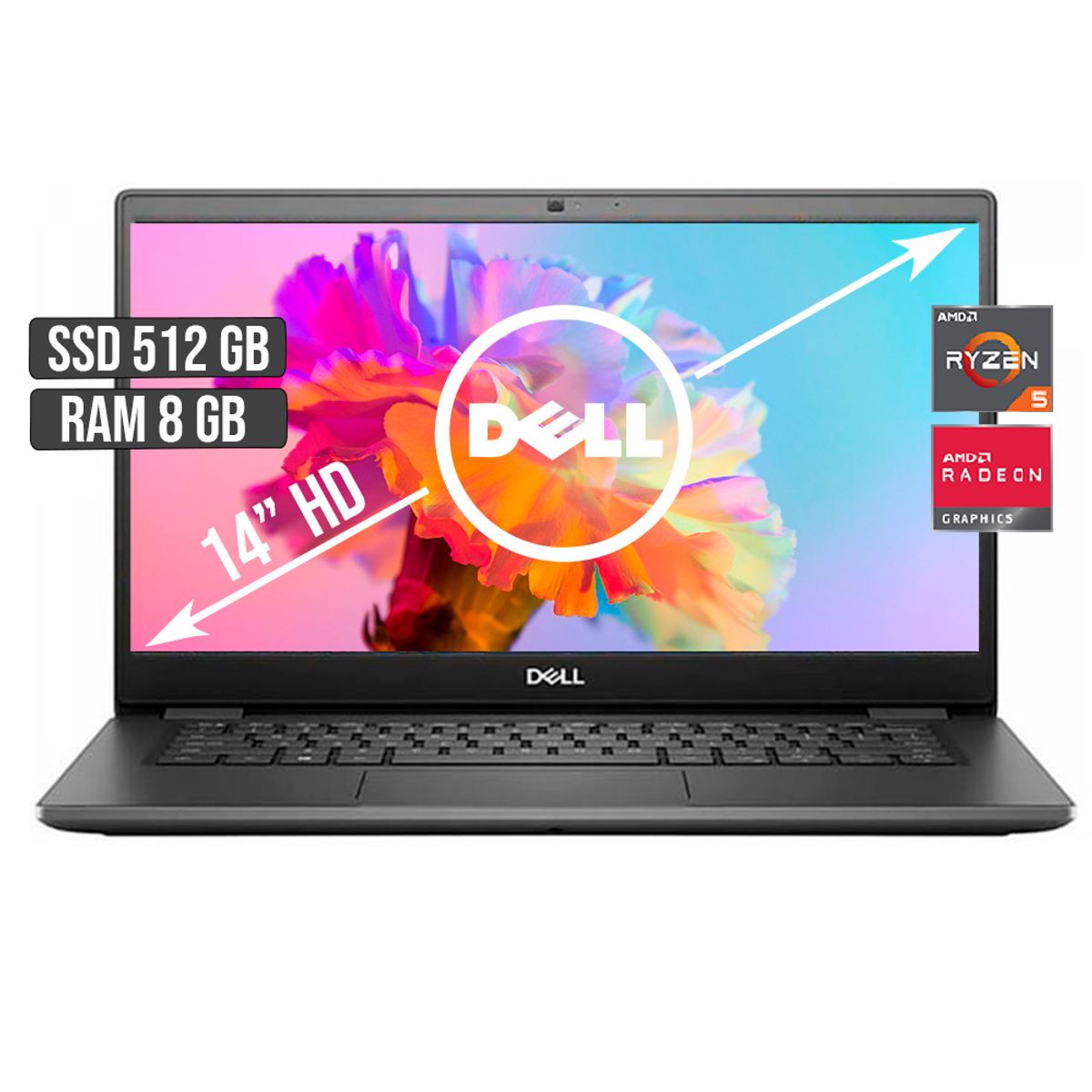 DELL - PORTATIL DELL VOSTRO AMD RYZEN 5-3450U SSD 512GB RAM 8GB LED 14 HD