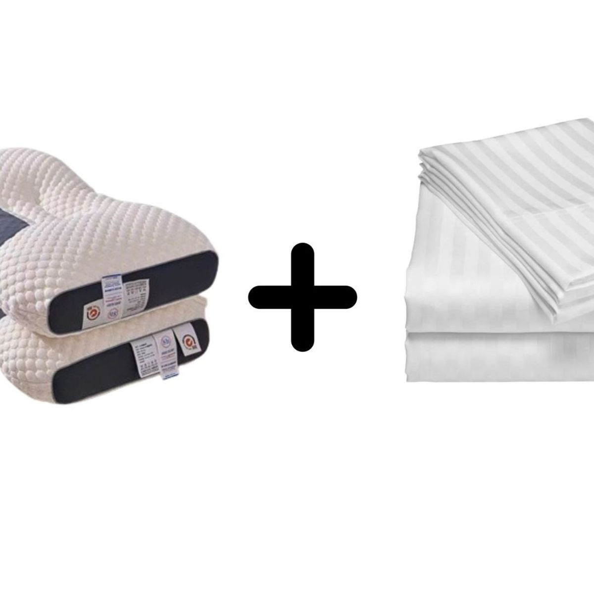 ZHOPI CO - Sabanas Queen Blanco mas Dos Almohadas Cervical de Cuello