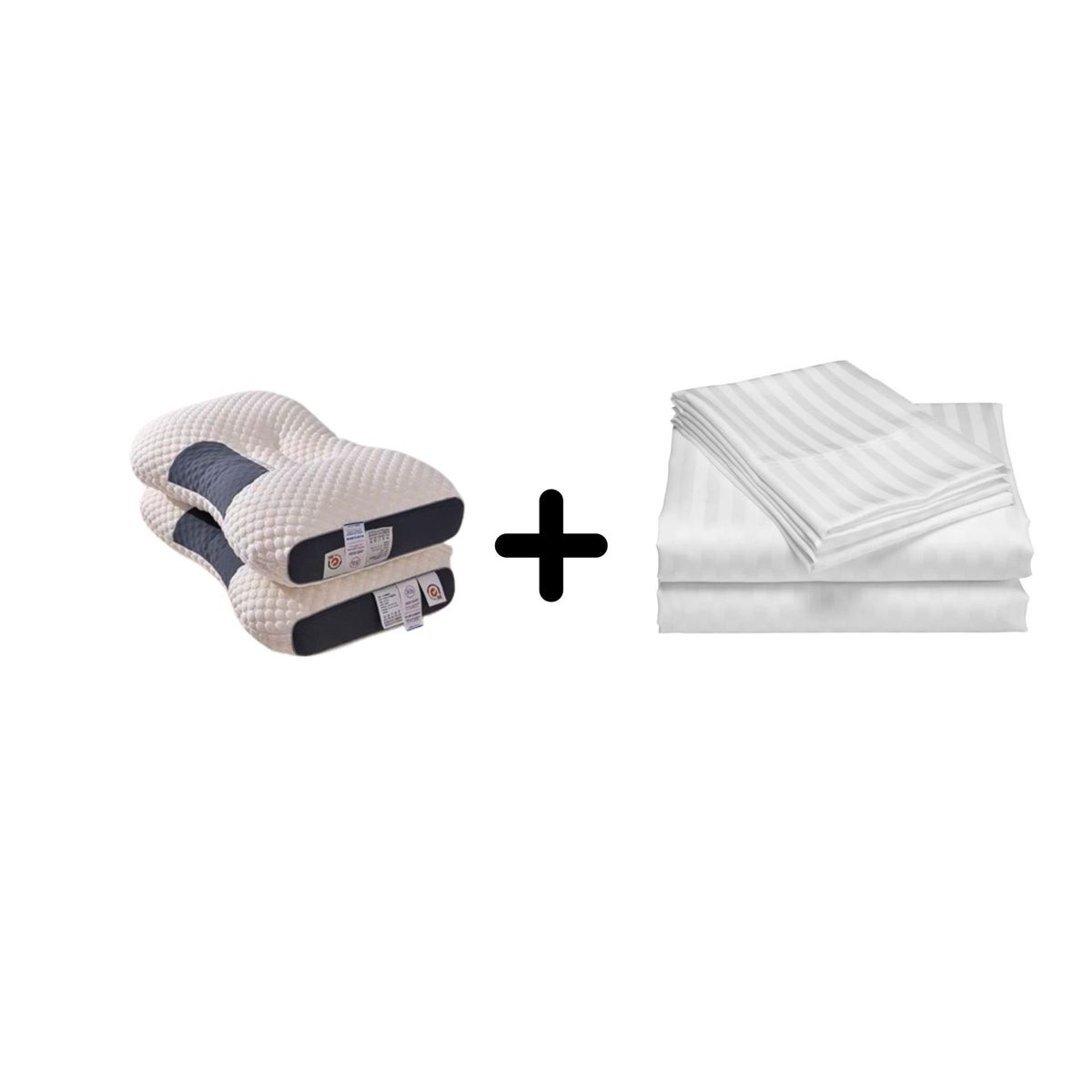 ZHOPI CO - Sabanas Queen Blanco mas Dos Almohadas Cervical de Cuello