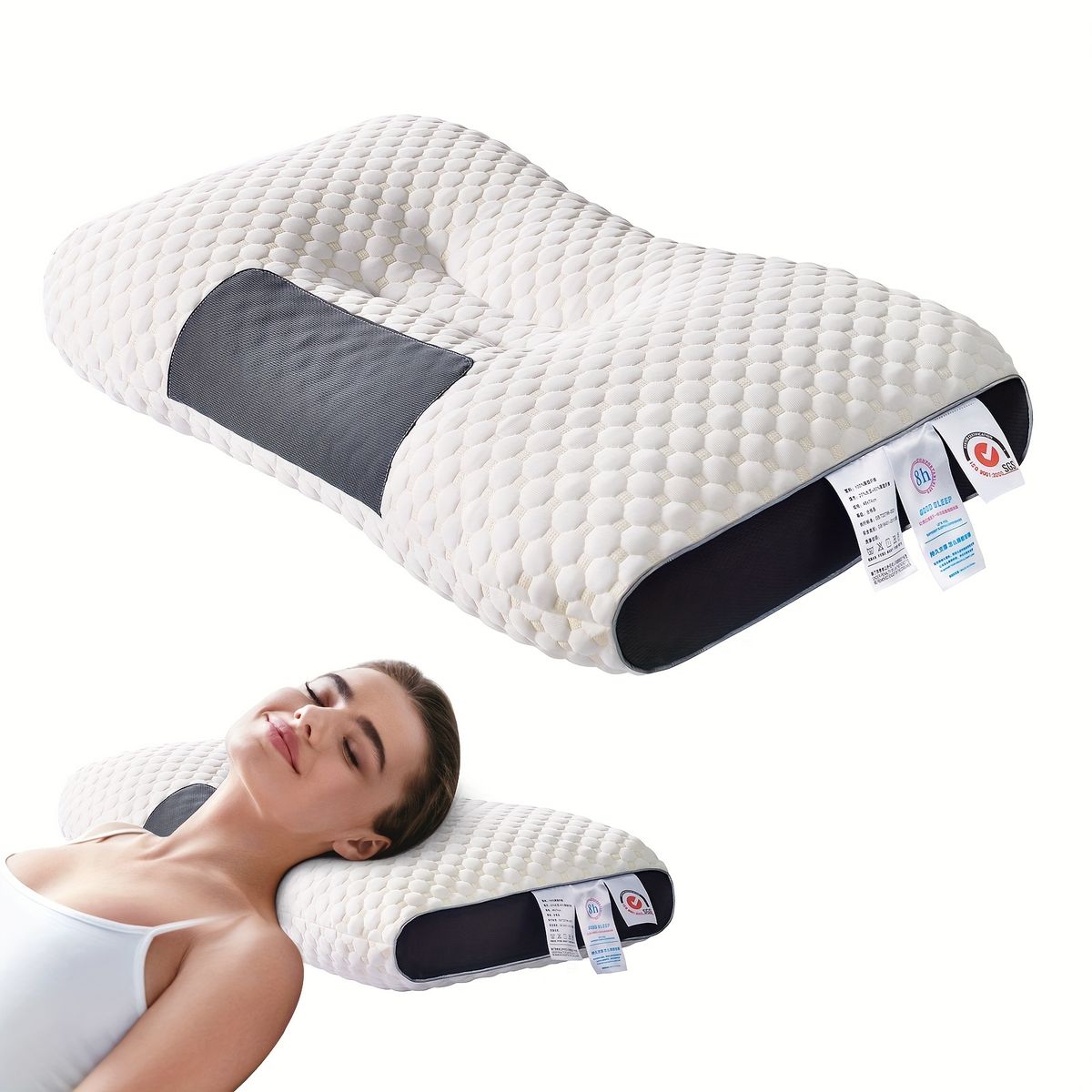 ZHOPI CO - Sabanas King Blanco mas Dos  Almohadas Cervical de Cuello