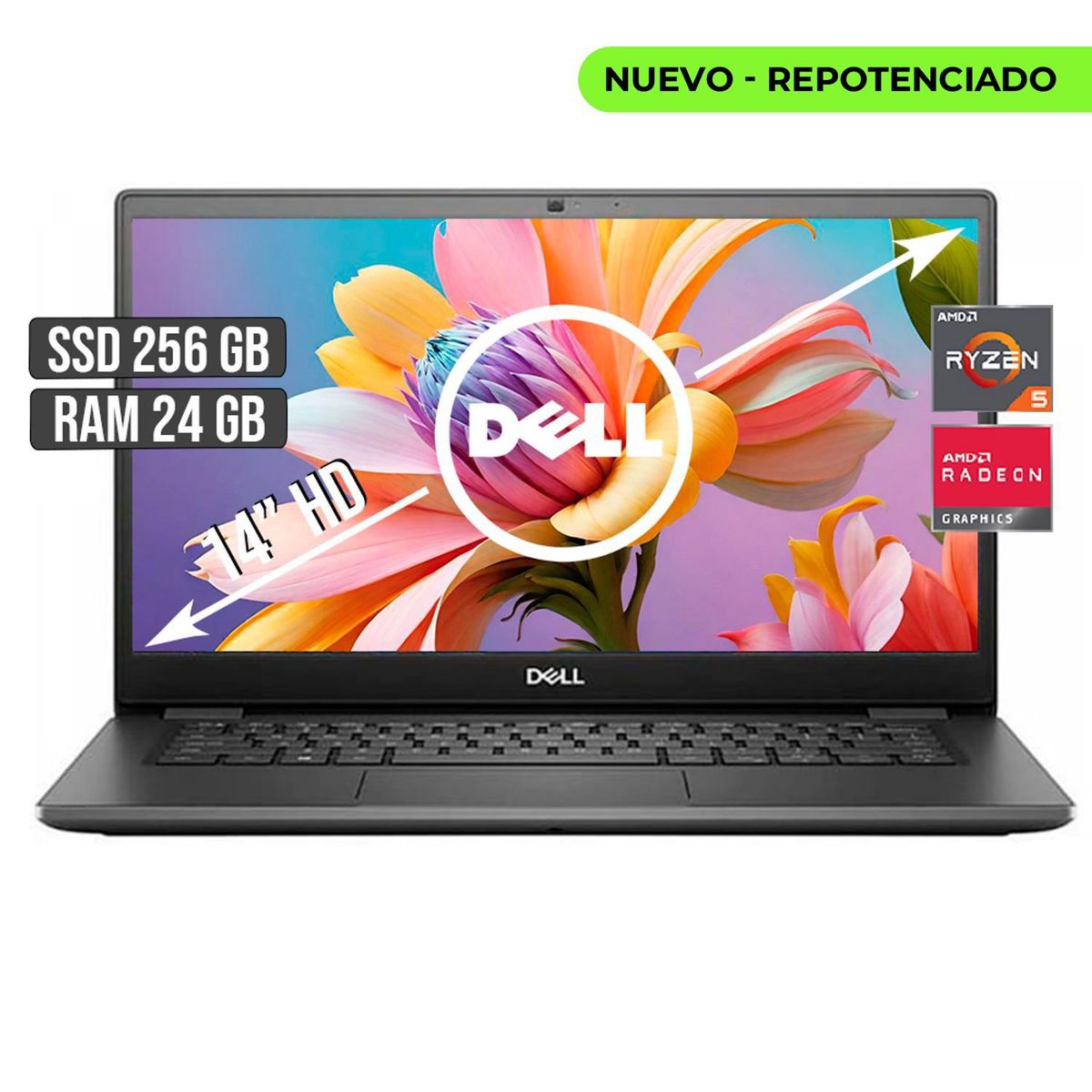 DELL - PORTATIL DELL VOSTRO AMD RYZEN 5-3450U SSD 256GB RAM 24GB LED 14 HD