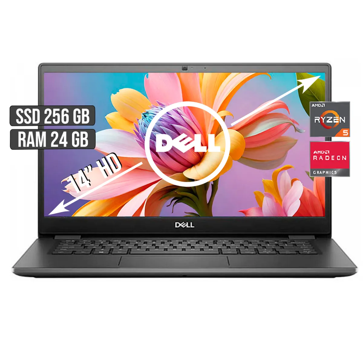 DELL - PORTATIL DELL VOSTRO AMD RYZEN 5-3450U SSD 256GB RAM 24GB LED 14 HD