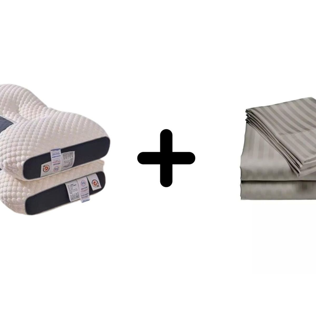 ZHOPI CO - Sabanas Doble Gris mas Dos  Almohadas Cervical de Cuello