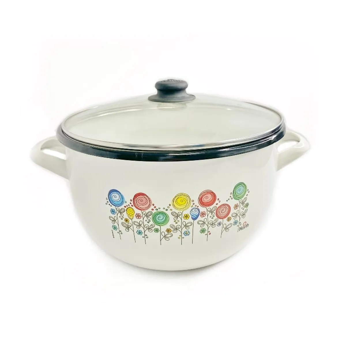 NORTH - Olla cuzqueña 30 cm / tapa de vidrio en esmalte