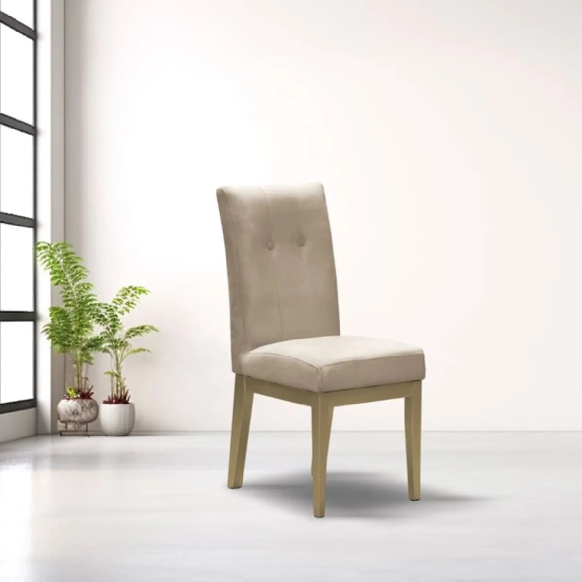 ELITE LIVING - SETX2 SILLA DE COMEDOR TURIN CHAMPAÑA MICROFIBRA CRUDO