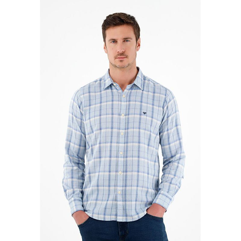 TENNIS - Camisa con diseño a cuadros azul para hombre