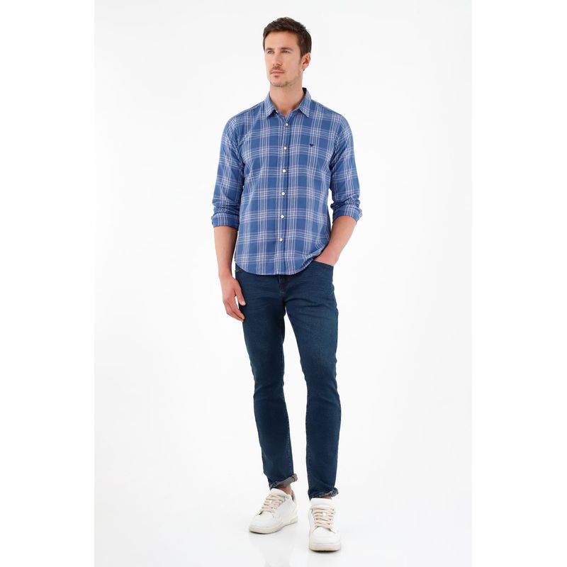TENNIS - Camisa con diseño a cuadros azul para hombre