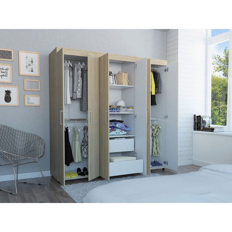 RTA DESIGN - Closet Zafiro Blanco y Beige con Dos Cajones y Seis Puertas Abatible
