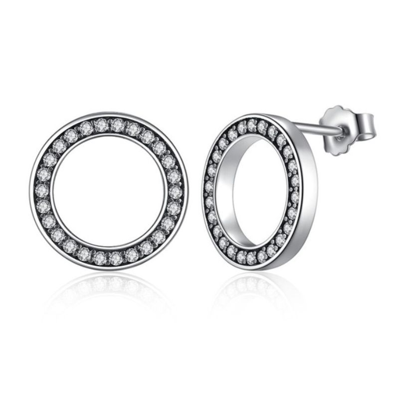 GENERICO - Aretes Topitos Para Mujer Círculo De La Suerte Fabricados En Plata 925