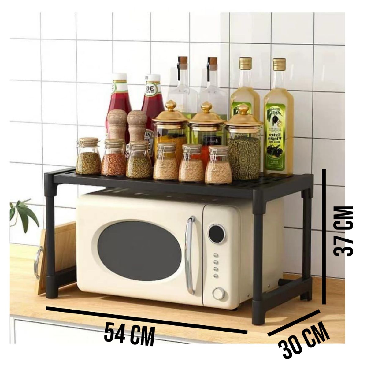 ONE PIXEL - Rack Estante Microondas Organizador Cocina Ahorra Espacio Negro