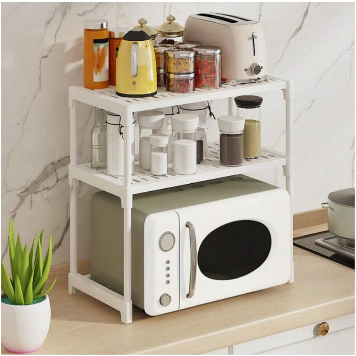 ONE PIXEL - Rack Estante Microondas Organizador Cocina 3 Niveles Blanco