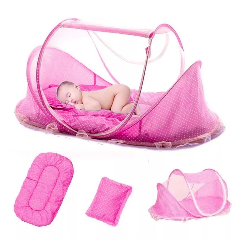 ONE PIXEL - Mosquitero Cuna Plegable Portatil Para Bebés Rosado