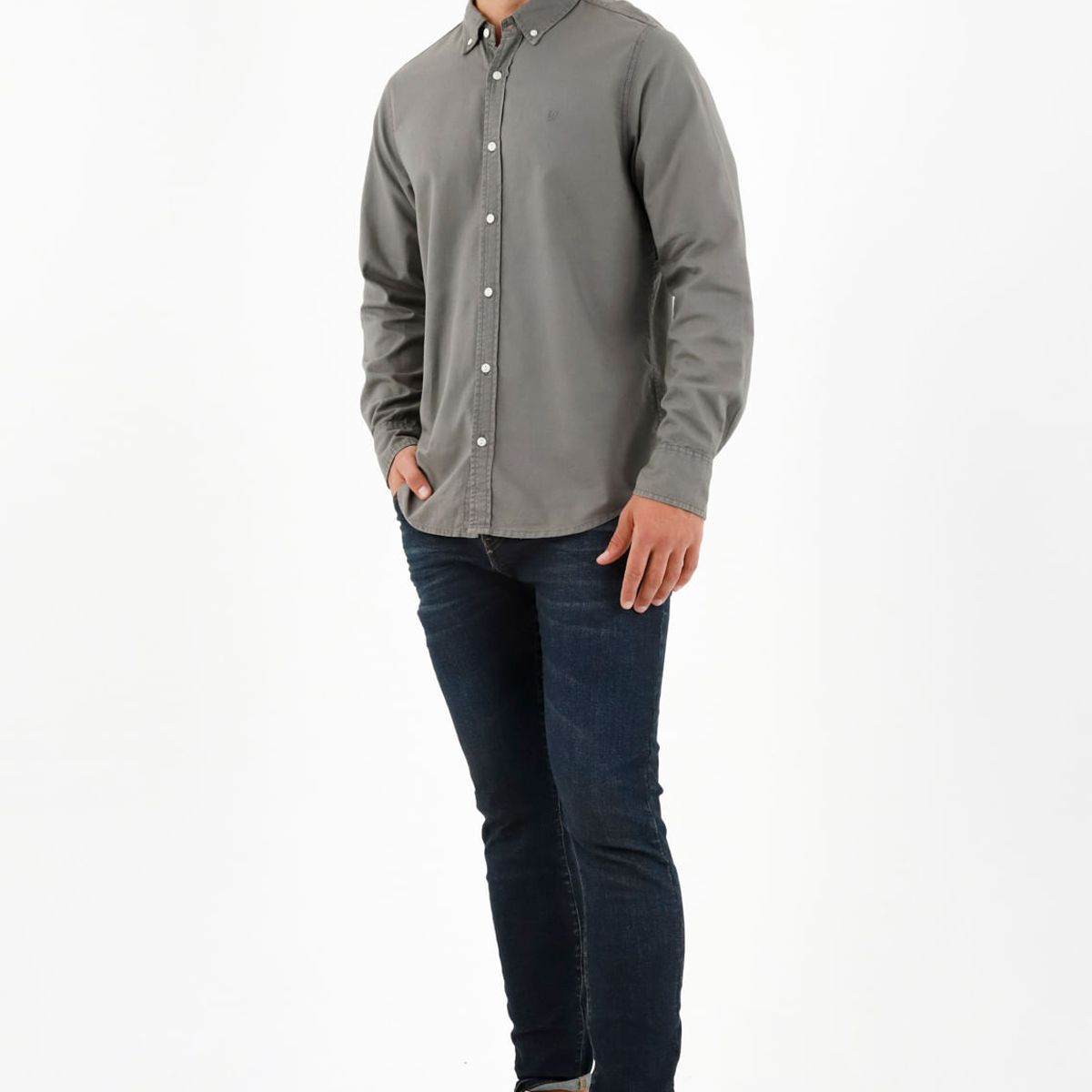 TENNIS - Camisa manga larga gris para hombre