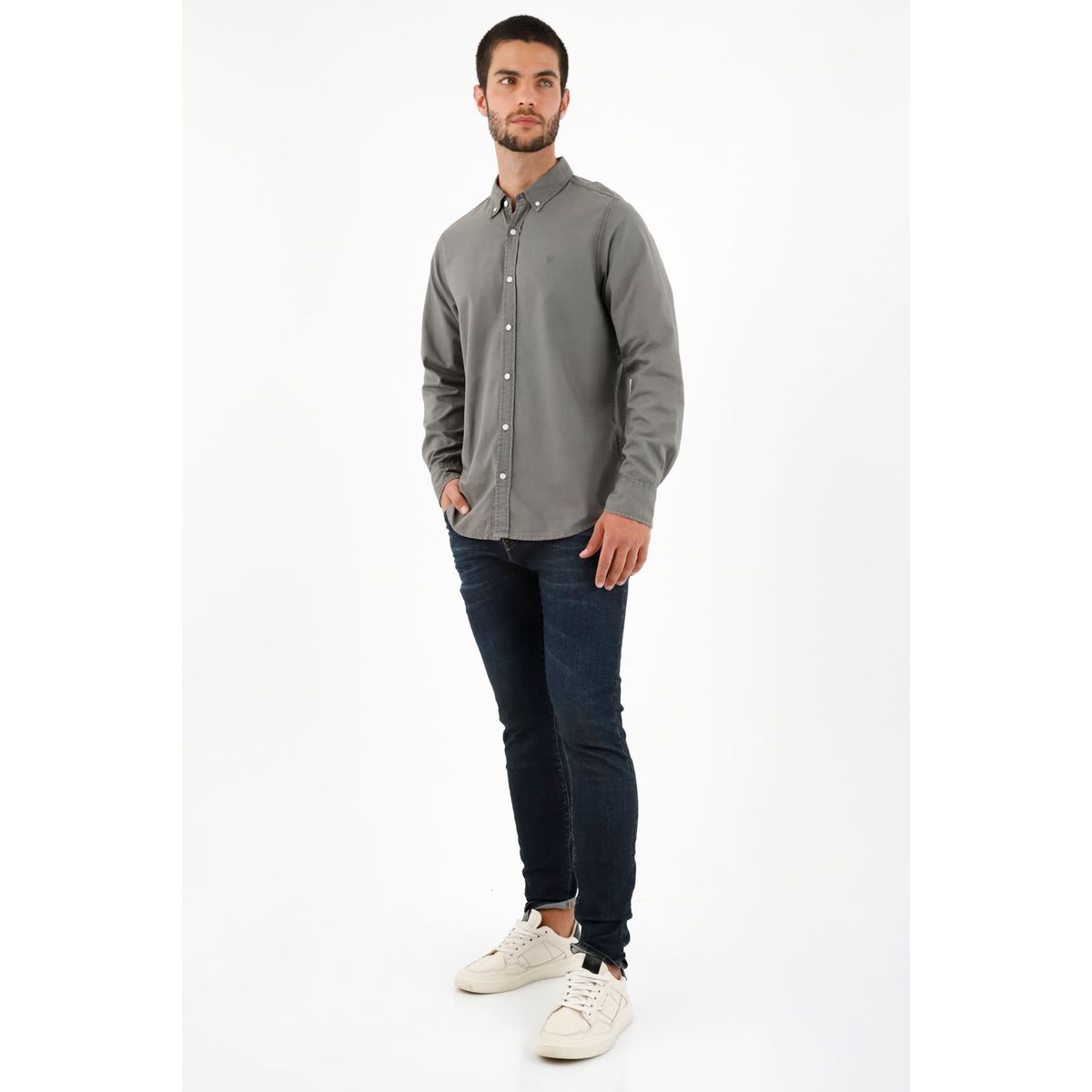 TENNIS - Camisa manga larga gris para hombre