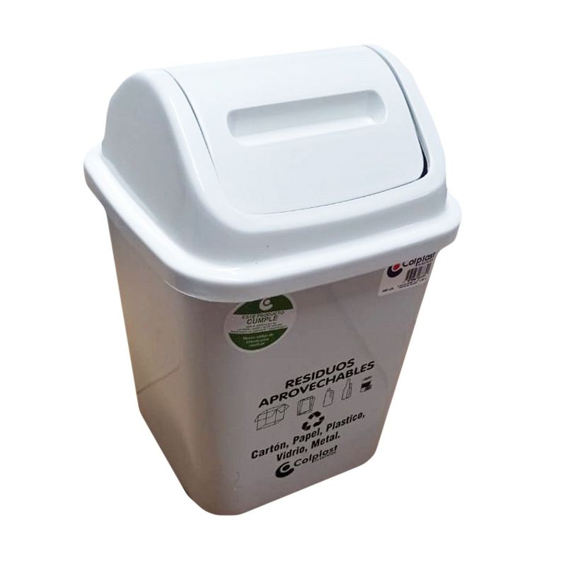 GENERICO - Caneca Papelera 10 Lts Vaivén Color Blanco