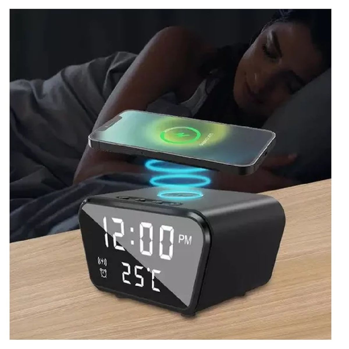 GENERICO - Radio Reloj Despertador Carga Inalámbrica