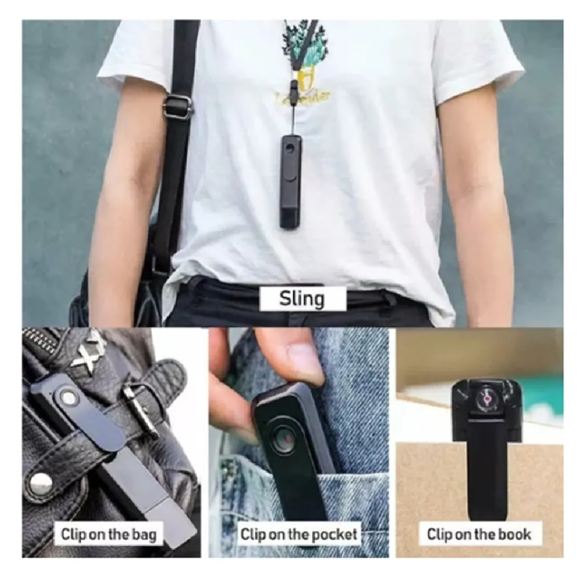 GENERICO - Camara Grabadora Espía Full HD Bodycam Audio Video Portatil Seguridad