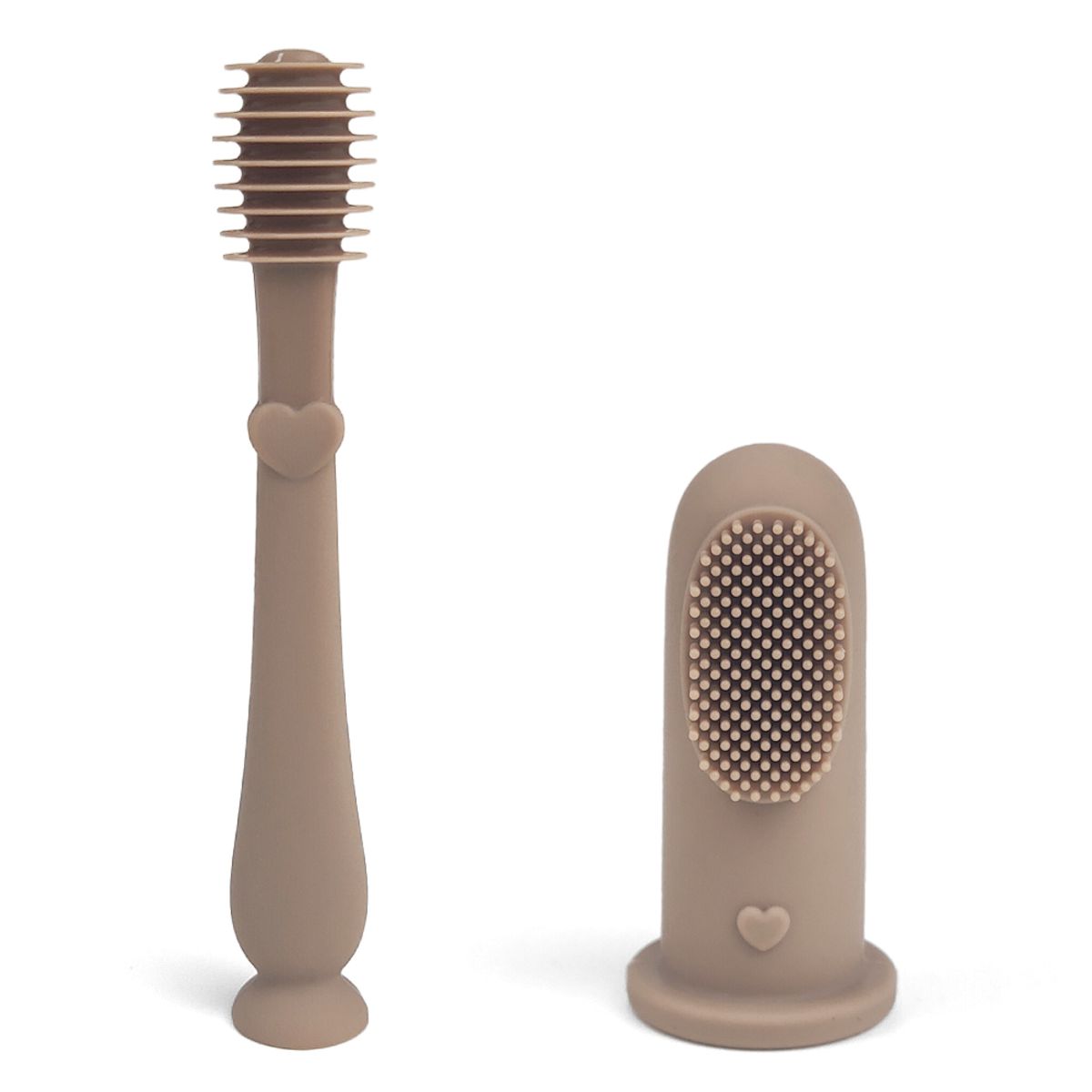 GENERICO - Set Limpiador Lengua Encias Para Bebé Cepillo Y Dedal Beige