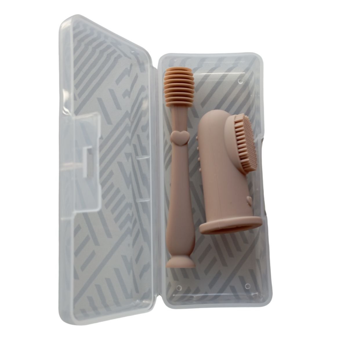 GENERICO - Set Limpiador Lengua Encias Para Bebé Cepillo Y Dedal Beige