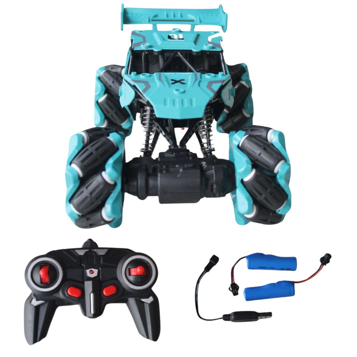 GENERICO - Carro Todo Terreno Control Remoto 4x4 Giro 360 Lateral Azul.-