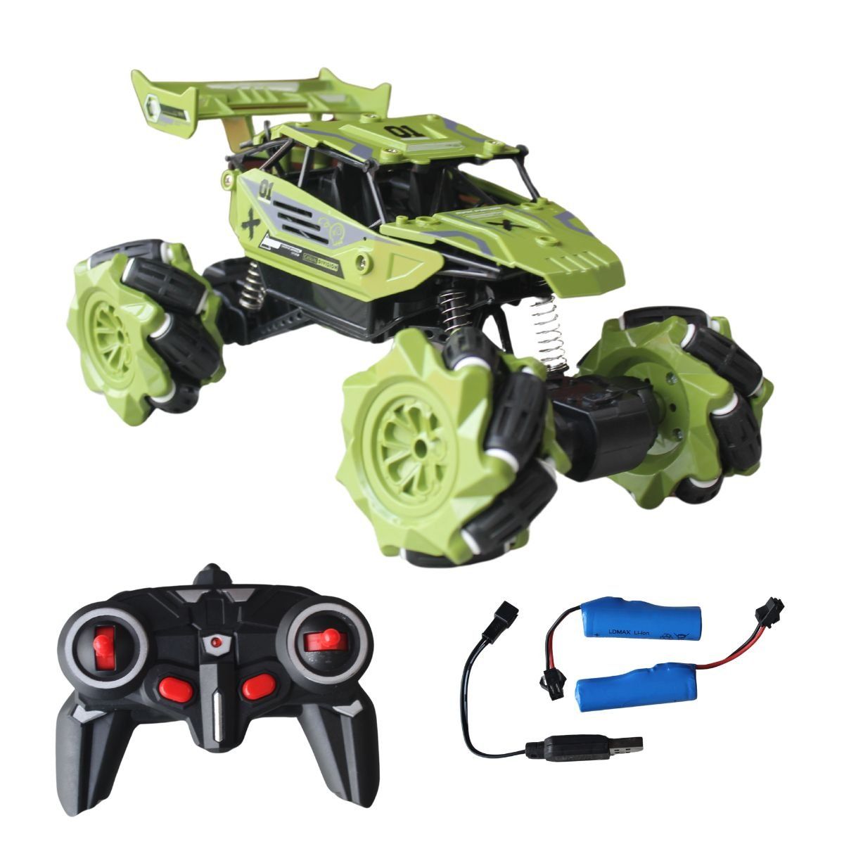 GENERICO - Carro Todo Terreno Control Remoto 4x4 Giro 360 Lateral Verde