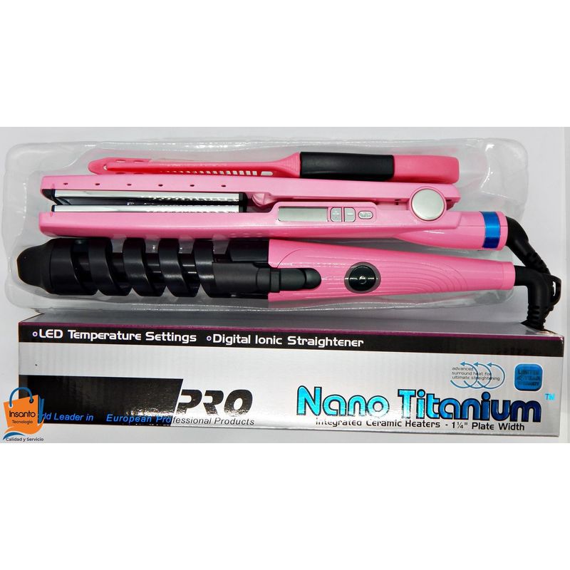 Combo nano titanium Plancha, Rizador Y Peine GENERICO