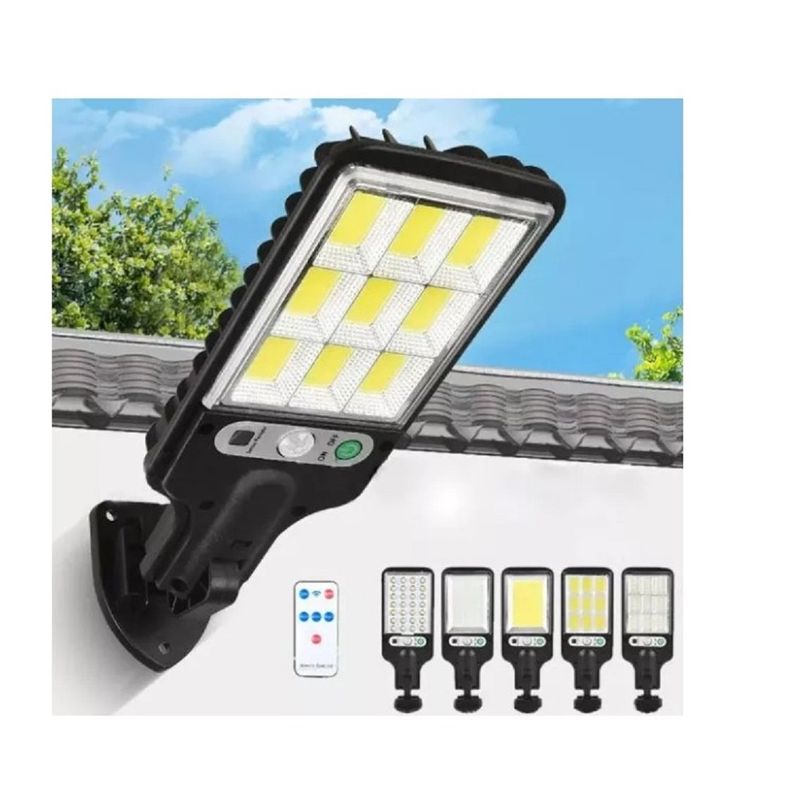 HOME - Reflector Lampara Solar Led 3 Modos Con Panel + Control Color Negro