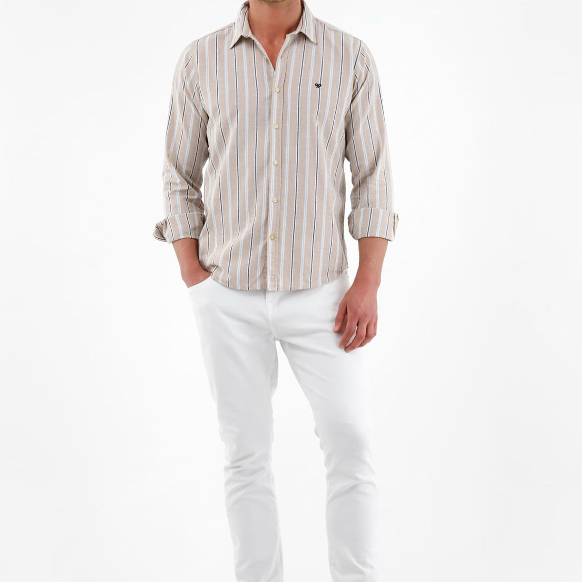 TENNIS - Camisa café manga larga para hombre