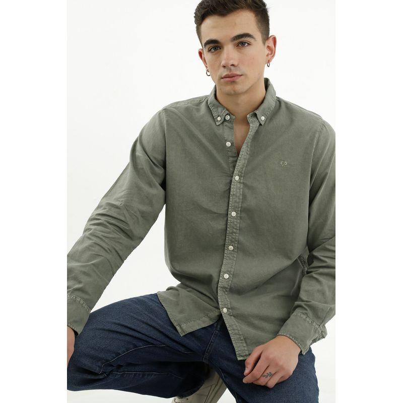 TENNIS - Camisa de botones verde para hombre